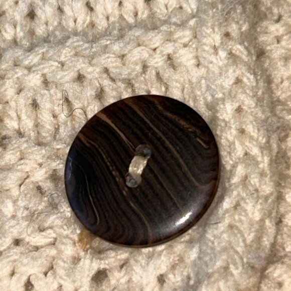 Kilronan Knitwear 100% Irish Merino Wool Button Sweater 3/4 Sleeves Cream Size M - Picture 5 of 16